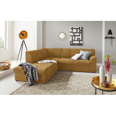 Ecksofa DOMO COLLECTION "Topper zeitlos elegant, kompakte Stellmaße, OTTOs Choice, L-Form", gelb (senf), B:237cm H:78cm T:200cm, Sofas, mit Ottomane, wahlweise mit Schlaffunktion Image