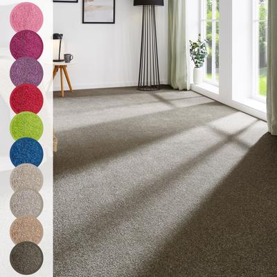 Teppichboden ANDIAMO "Ines, Kräuselvelours, Made in Netherlands", grau (grau, braun), B:400cm H:8,5mm L:500cm, Kunstfaser, Teppiche, Uni Farben, Breite 400 cm, strapazierfähig & pflegeleicht Image