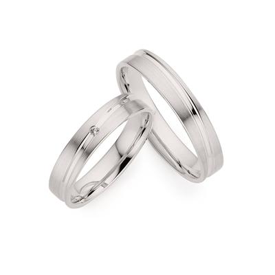 Trauring PHÖNIX "Schmuck Geschenk Silber 925 Trauring Ehering LIEBE versch. Varianten" Gr. 51, silber (silberfarben), Fingerringe, Damen, 51, 0,01 ct SI = kleine Einschlüsse mit Brillant, Silber 925 (Sterlingsilber), 4mm, Made in Germany - wahlweise... Image