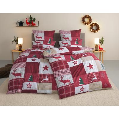 Bettwäsche HOME AFFAIRE "Nicholas", rot, B/L: 135cm x 200cm, , Microfaser, B/L: 80cm x 80cm, Microfaser, Obermaterial: 100% Polyester, Bettwäsche, Weihnachtsbettwäsche, Winter Image
