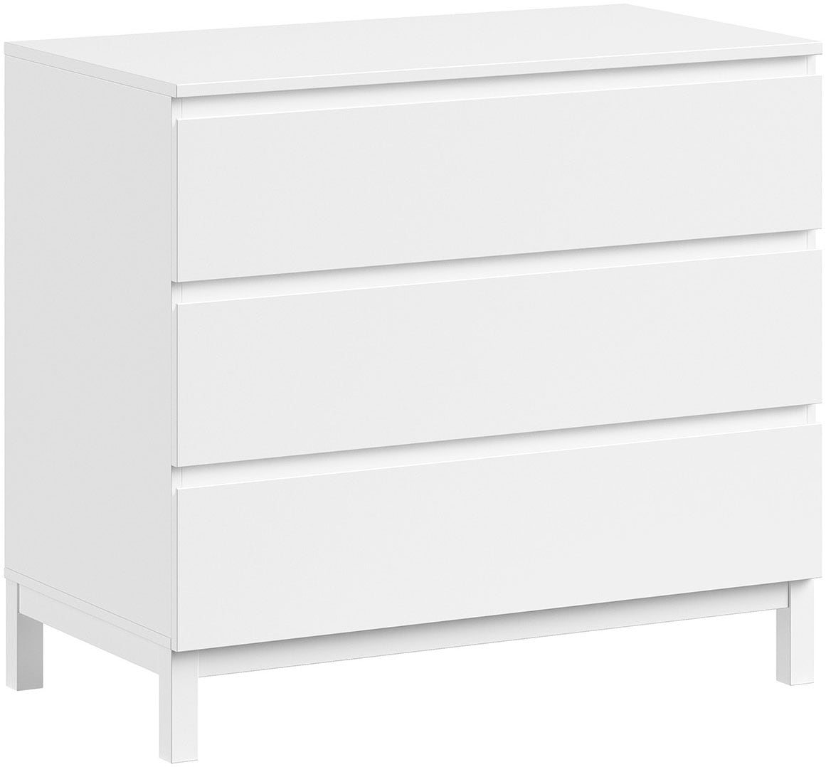 Wickelkommode VIPACK "Kommode mit gradliniger Optik, Schubladen mit Griffmulde", weiß (weiß, weiß), B:98,5cm H:103cm T:72,6cm, Holzwerkstoff, Massivholz, Wickelkommoden, inkl. Soft-Close und viel Stauraum, Oberfläche Weiß lackiert