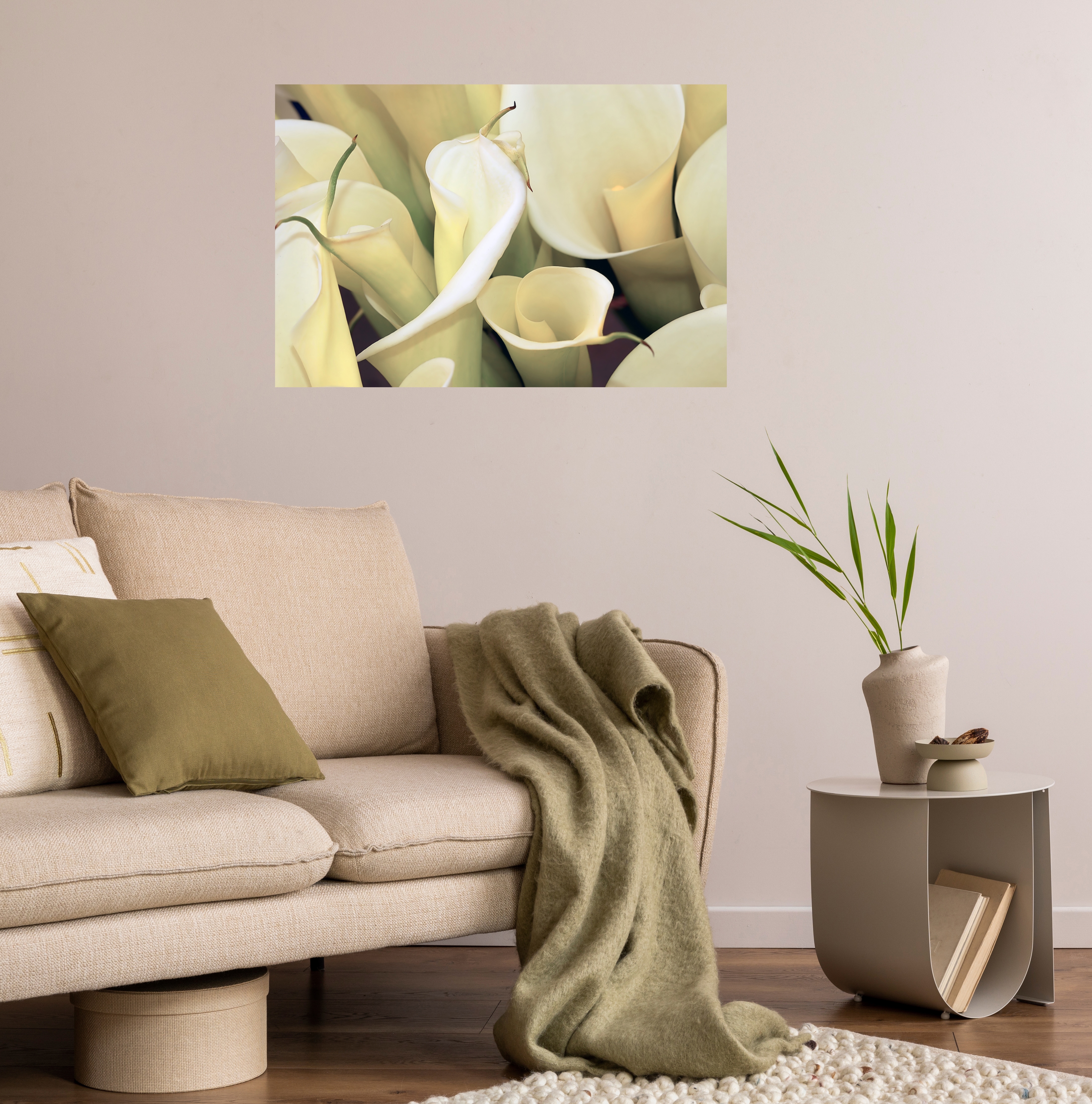 Wandsticker QUEENCE "Love", weiß, B:90cm H:60cm T:0,1cm, Folie, Wandtattoos, Selbstklebend, kinderleichte Anbringung; Blumen, Blüten