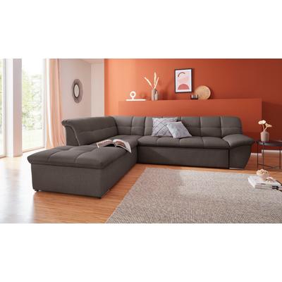 Ecksofa DOMO COLLECTION "Lagoa, moderne Sitzheftung, bequem und komfortabel, L-Form", grau (stone), B:271cm H:76cm T:232cm, Sofas, wahlweise mit Bettfunktion, frei im Raum stellbar, große Farbvielfalt Image