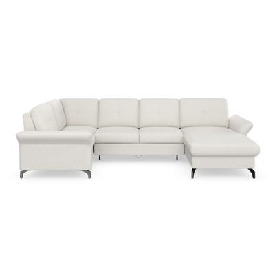 Wohnlandschaft PLACES OF STYLE "Calando U-Form", grau (hellgrau), B:326cm H:91cm T:188cm, 92% Polyester 8% Polyamid, Sofas, wahlweise mit Bettfunktion, Bettkasten und Armteilfunktion Image