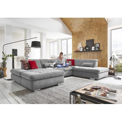 Ecksofa DIE PLANBAR "MP-IN17004 U-Form", silber, B:382cm H:84cm T:124cm, 100% Polyester, Sofas, wahlweise mit Funktionen, Federkern-Polsterung Image