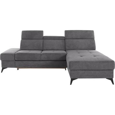 Ecksofa INOSIGN "Cardiz L-Form", grau, B:246cm H:83cm T:173cm, Webstoff (100% Polyester), Luxus-Microfaser Paris (90% Polyester/10% Polyamid), Struktur fein (100% Polyester), Samtoptik (100% Polyester), Sofas, inkl.Kopfteilverstellung und Federkern... Image