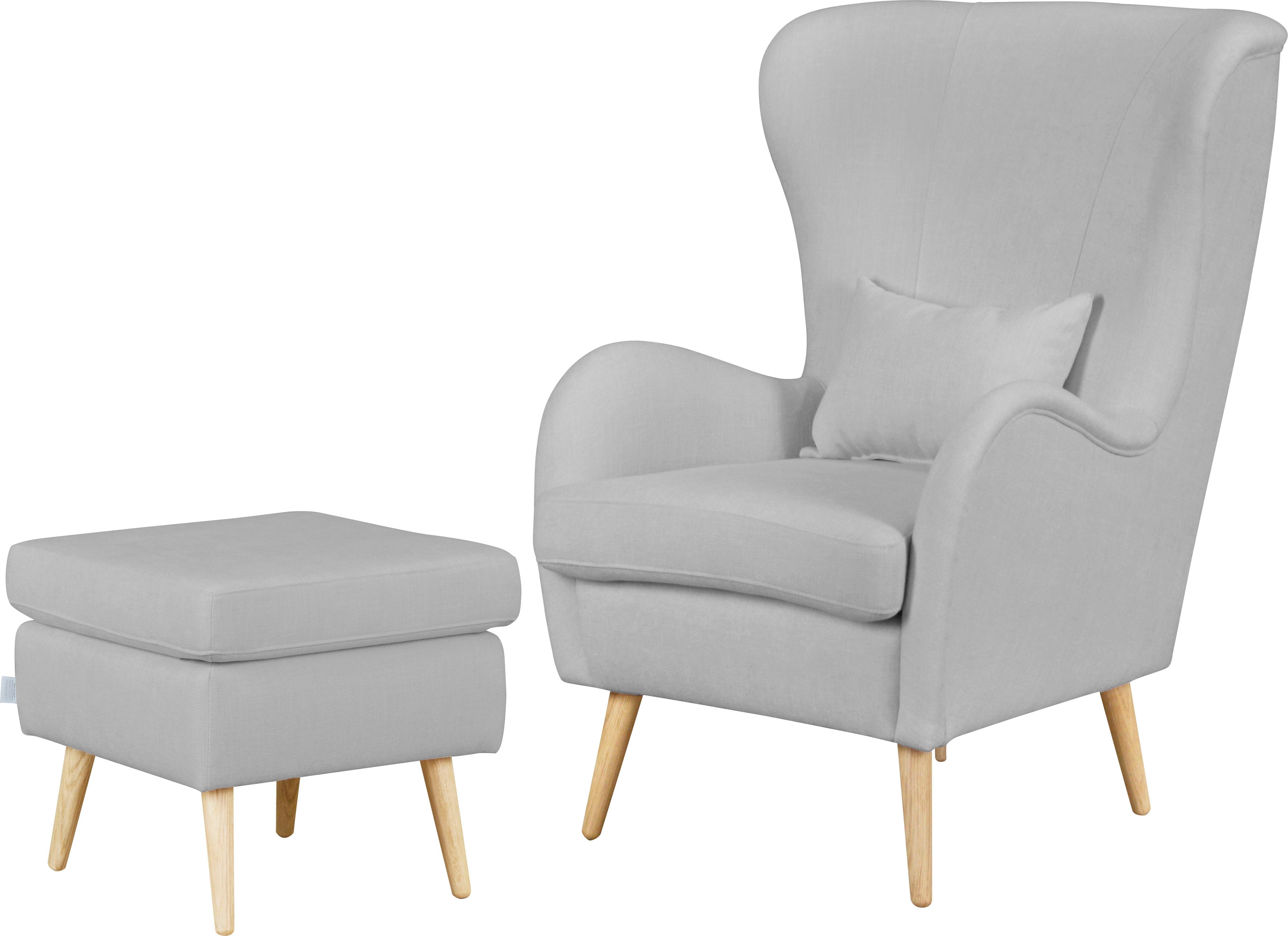 Sessel HOME AFFAIRE "Salla auch in Fellimitat und Feincord, viele Bezugsarten, Ohrensessel", grau (hellgrau), H:118cm T:94cm, Struktur (100% Polyester), Sessel, Ohrensessel ohne Hocker Ohrensessel Ohrensessel mit Hocker, wahlweise mit oder ohne...