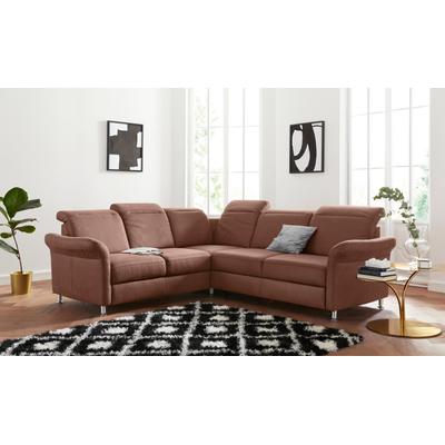 Ecksofa SIT & MORE "Darwin L-Form", braun (haselnuss), B:249cm T:229cm, Sofas, inklusive Federkern, wahlweise mit Kopfteilverstellung, Bettfunktion Image