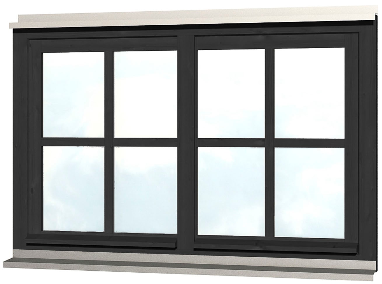 Fenster SKANHOLZ "Doppelfenster", grau (anthrazit), B:132cm H:82cm, Glas, Massivholz, Fenster, für Carports, 132,4 x 82,1 cm