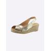 Sandalette HEINE, Damen, Gr. 36, gold (goldfarben), Leder, Leder, modisch, Schuhe
