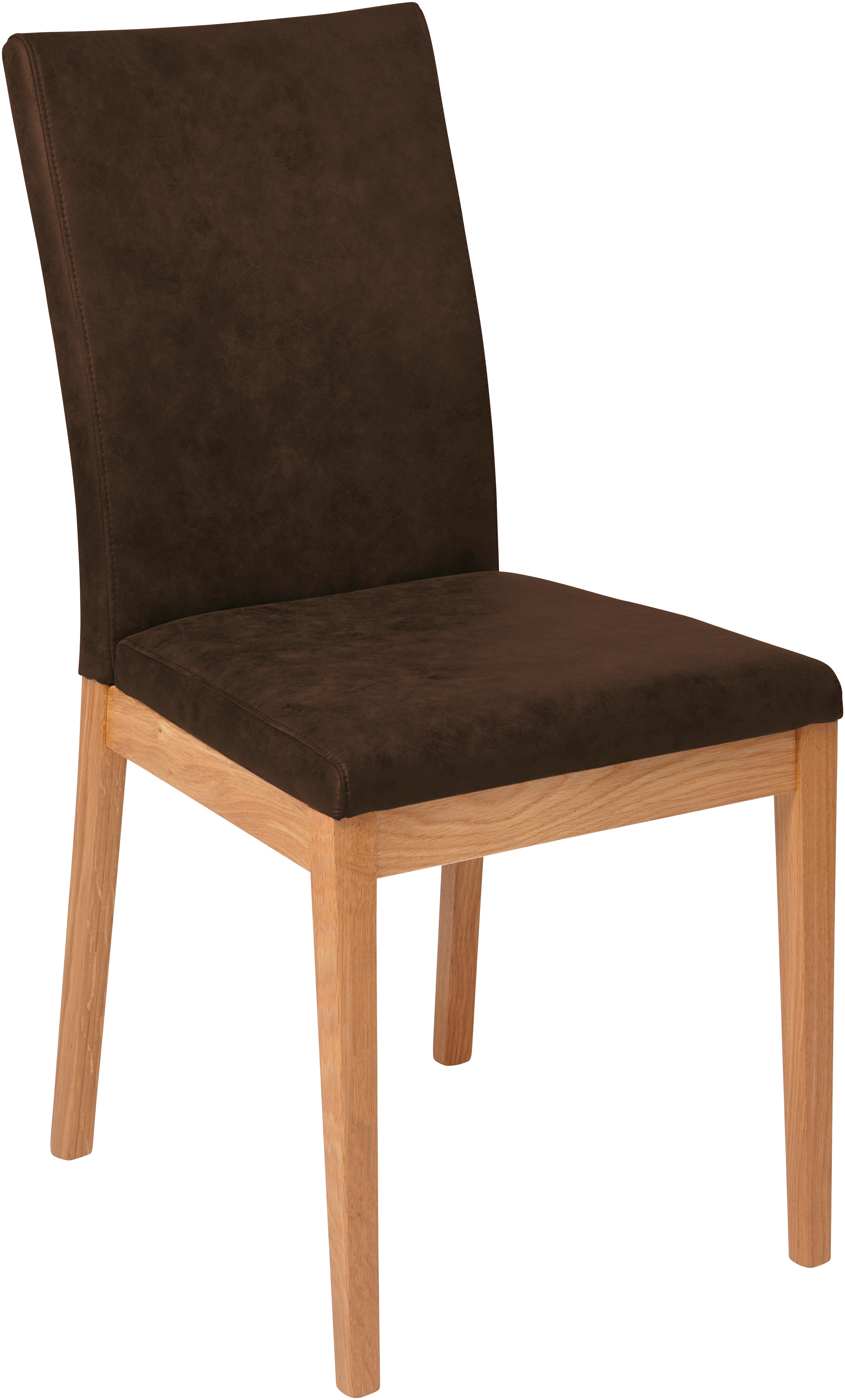 4-Fußstuhl MASSIVLINE & MORE "Oviedo, Stuhl, Esszimmerstuhl, Küchenstuhl", braun (braun, braun), B:46cm H:95cm T:60cm, Polyester, Stühle, Massivholz: Wildeiche geölt