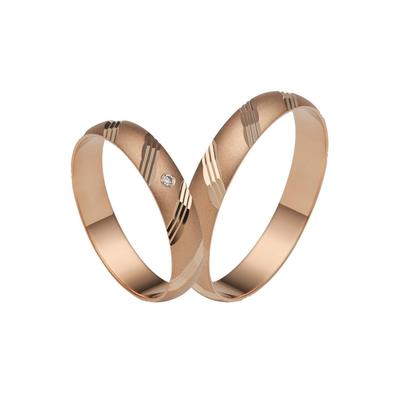Trauring FIRETTI "Schmuck Geschenk Gold 375 Hochzeit Ehering "LIEBE" Gr. 62, rosa (roségoldfarben), Fingerringe, 62, 0,01 ct SI = kleine Einschlüsse mit Brillant, Roségold 375, 4,0mm, Rosu00e9gold 375, Made in Germany, wahlweise mit oder ohne... Image