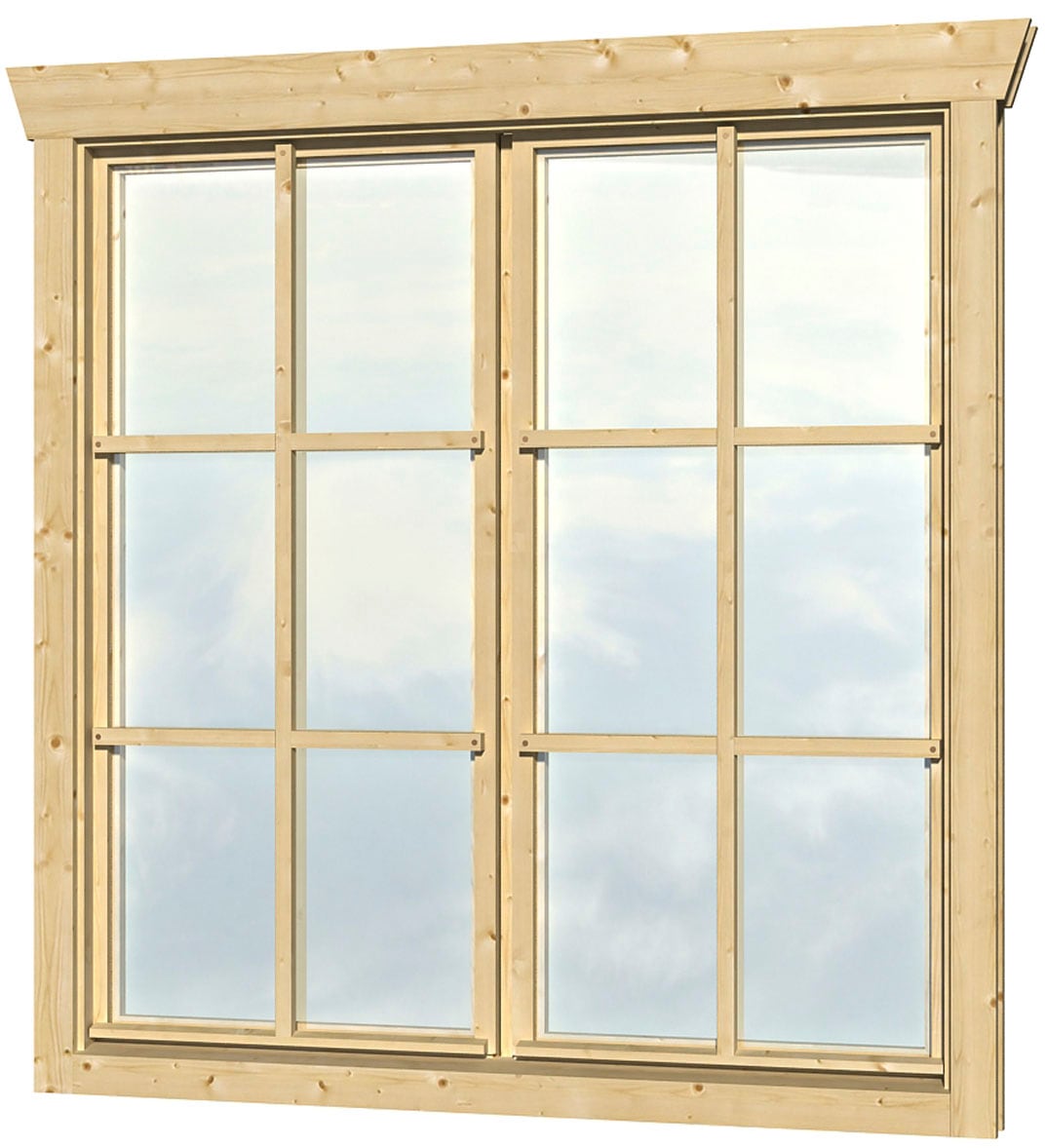 Fenster SKANHOLZ "Doppelfenster", beige (natur), B:57,5cm H:123,5cm, Glas, Massivholz, Fenster, für 45 mm Gartenhäuser