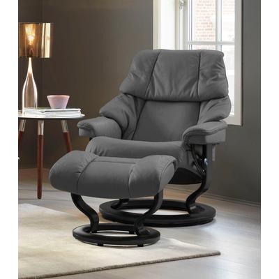 Relaxsessel STRESSLESS "Reno", grau (grau batick), B:75cm H:96cm T:75cm, Leder BATICK: BATICK ist ein leicht korrigiertes, durchgefärbtes und genarbtes Möbelleder, bei dem die meisten Unebenheiten und Spuren in der Regel entfernt wurden., Leder... Image