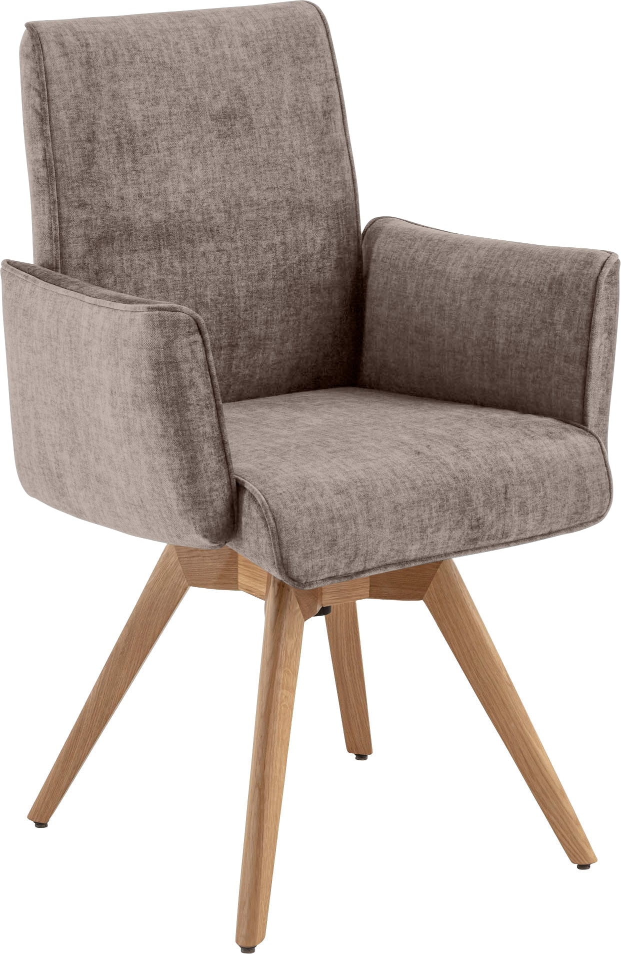 Drehstuhl K+W KOMFORT & WOHNEN, braun (lightbraun 75, asteiche natur), B:61cm H:91cm T:62cm, Stühle, Drehstuhl Esszimmerstuhl, Armlehnenstuhll mit 360 Drehfunktion massives Holzuntergestell