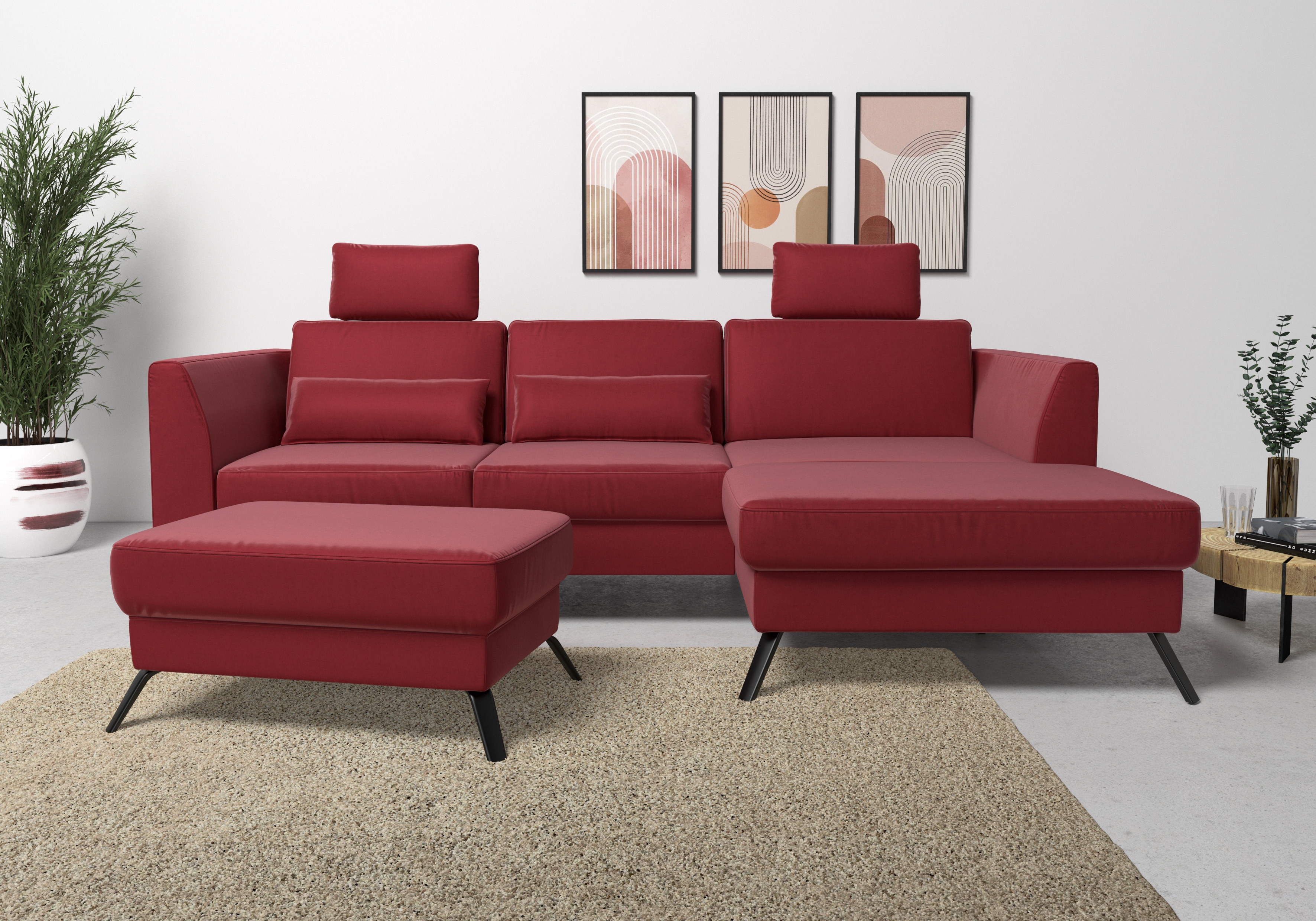 Hocker SIT & MORE "Olsen", rot, B:89 H:48 T:59, 100% Polyester, Hocker Image