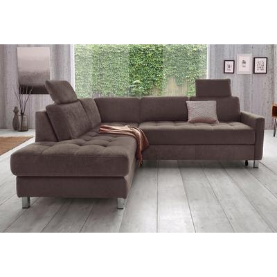Ecksofa SIT & MORE "Pablo L-Form", braun (dunkelbraun), B:233cm H:78cm T:196cm, Struktur fein (100% Polyester), Struktur (100% Polyester), Sofas, wahlweise mit Bettfunktion Image