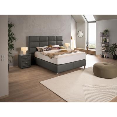 Boxspringbett ALINA "Paige", grau (dunkelgrau ea 8), B:248cm L:215cm, Leder EA (100% Echtleder), Komplettbetten, Boxspringbett, hohes Kopfteil, in unterschiedlichen Ausführungen erhältlich Image