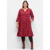 A-Linien-Kleid SHEEGO "A-Linien-Kleid", Damen, Gr. 40, Normalgrößen, rot (dunkelrot, gemustert), 97% Viskose, 3% Elasthan, 3/4-Ärmel, Kleider