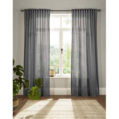 Vorhang ANDAS "Elby 2" Gr. 4, grau (anthrazit), B:142cm H:245cm, Jacquard, Baumwolle, Polyester, Gardinen, basic, transparent, monochrom, bis 295 cm Länge Image