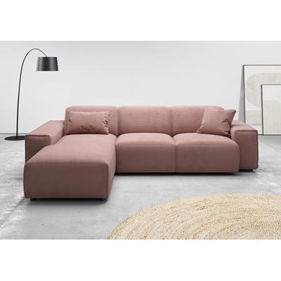 Ecksofa ANDAS "Glimminge L-Form auch in Breitcord, Feincord + Easy care-Bezug", rosa (rosé), B:264cm H:71cm T:191cm, 95% Polyester, 5% Nylon, Sofas, Breite 264, Zierkissen Image