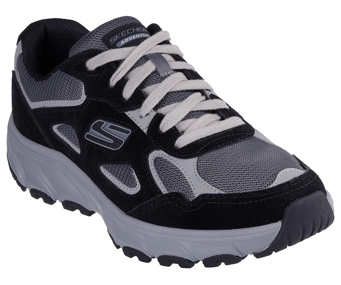 Sneaker SKECHERS "HILLCREST 2.0-CEDAR WELLS", Herren, Gr. 48,5, schwarz, grau, Textil, Veloursleder, Schuhe Sneaker, Freizeitschuh, Schnürschuh mit gepolsterter Innensohle