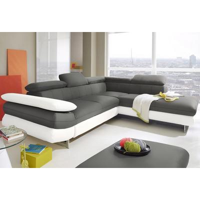 Ecksofa INOSIGN "Solution L-Form", weiß (altweiß, grau), B:262cm H:73cm T:228cm, Sofas, mit Arm- & Kopfteilverstellung, wahlweise mit Bettfunktion Image