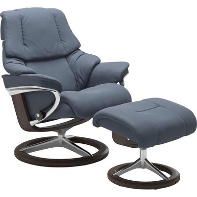 Relaxsessel STRESSLESS "Reno", blau (sparrow blau paloma), B:92cm H:100cm T:80cm, Leder BATICK: BATICK ist ein leicht korrigiertes, durchgefärbtes und genarbtes Möbelleder, bei dem die meisten Unebenheiten und Spuren in der Regel entfernt wurden.,... Image