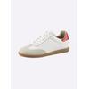 Sneaker HEINE, Damen, Gr. 36, weiß (weiß, rot, metallic), Leder, Rindsleder, Glattleder, Veloursleder, modisch, Schuhe Retrosneaker