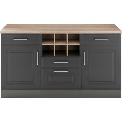 Unterschrank KOCHSTATION "KS-Stockholm", grau (grau matt), B:150cm H:85cm T:60cm, MDF, Schränke, Küchenunterschrank, 150 cm breit, hochwertige MDF-Fronten mit Fräsung, viel Stauraum Image