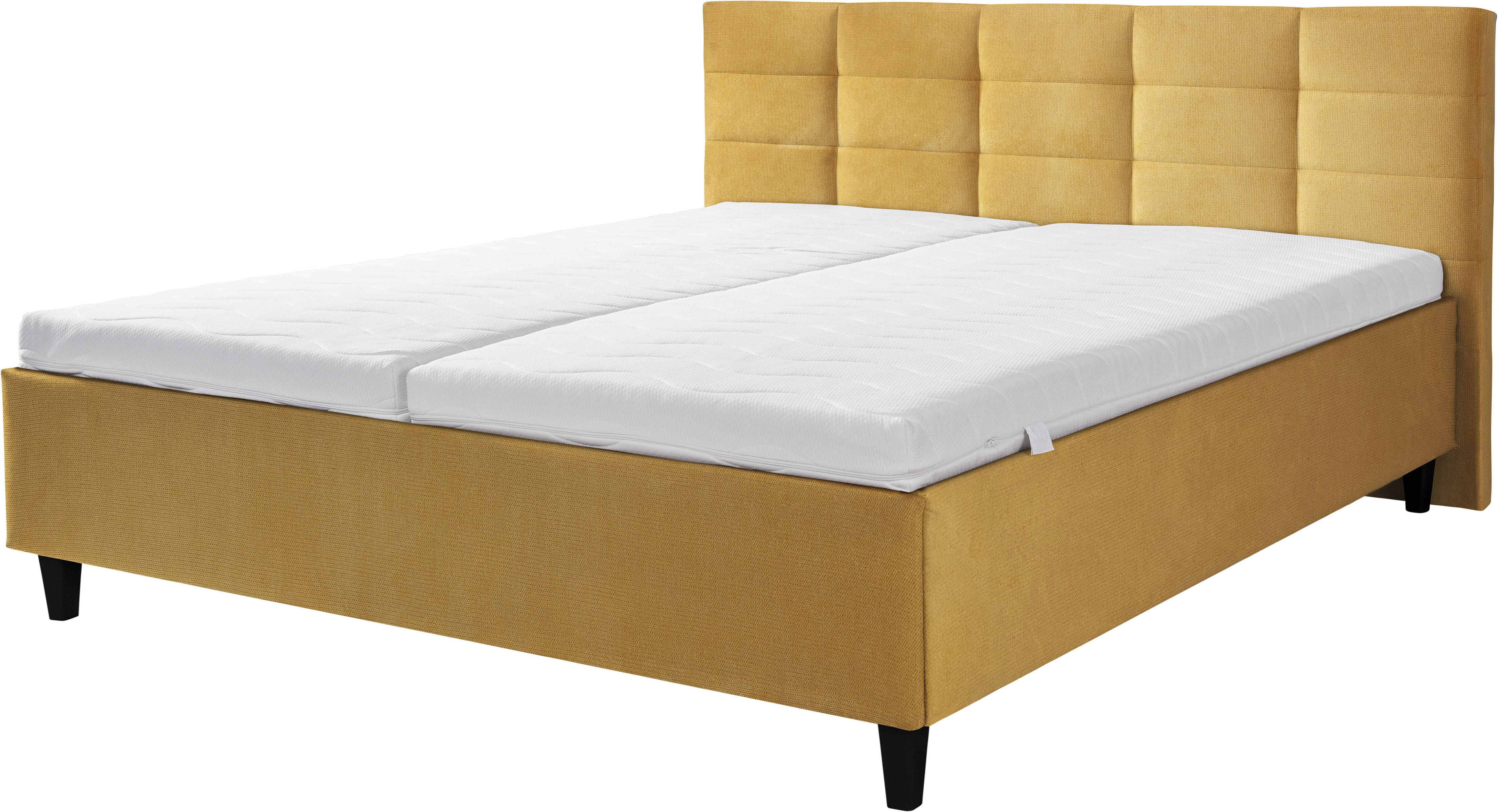 Polsterbett ALINA "Ricardo", gelb (gelb xbo 5), B:196cm H:102cm L:213cm, Struktur fein XBO (100% Polyester), Betten, Füße schwarz Image