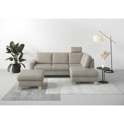 Ecksofa HOME AFFAIRE "Summer L-Form", grau (steel), B:236cm H:91cm T:170cm, 95% Polyester, 5% Polyamid, Sofas, mit Ottomane, wahlweise mit Bettfunktion und Bettkasten, Cord-Bezug Image