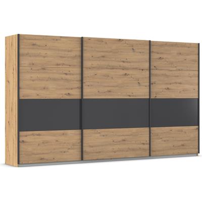 Schwebetürenschrank RAUCH "Schwebetürenschrank Kleiderschrank Schrank Garderobe CORTONA", grau (eiche artisan, graumetallic), B:360cm H:210cm T:62cm, Holzwerkstoff, Schränke, inkl. Inneneinteilung, 2 Stoffboxen und zusätzlichen Einlegeböden Image