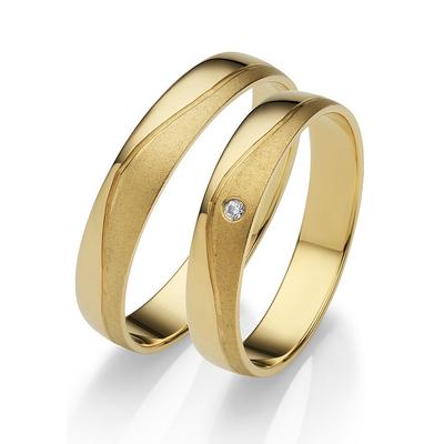 Trauring FIRETTI "Schmuck Geschenk Gold 375 Hochzeit Ehering "LIEBE" Gr. 50, gold (gelbgoldfarben), Fingerringe, 50, ohne Brillant, Gelbgold 585, 4mm, Made in Germany, wahlweise mit oder ohne Brillant Image