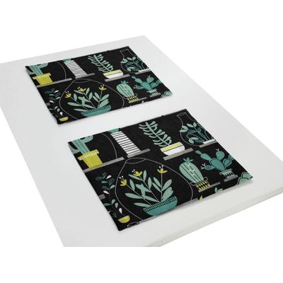 Platzset WIRTH "OAKHAM" Gr. 1, schwarz (schwarz, grün), B:40cm L:35cm, Obermaterial: 100% Polyester, Platzsets Image