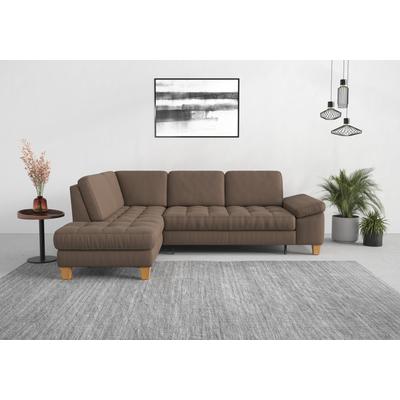 Ecksofa SIT & MORE "Westham L-Form", braun (chocco), B:261cm H:88cm T:179cm, 100% Polyester, Sofas, mit Ottomane, mit oder ohne Bettfunktion, Bettkasten, Verstellung Image