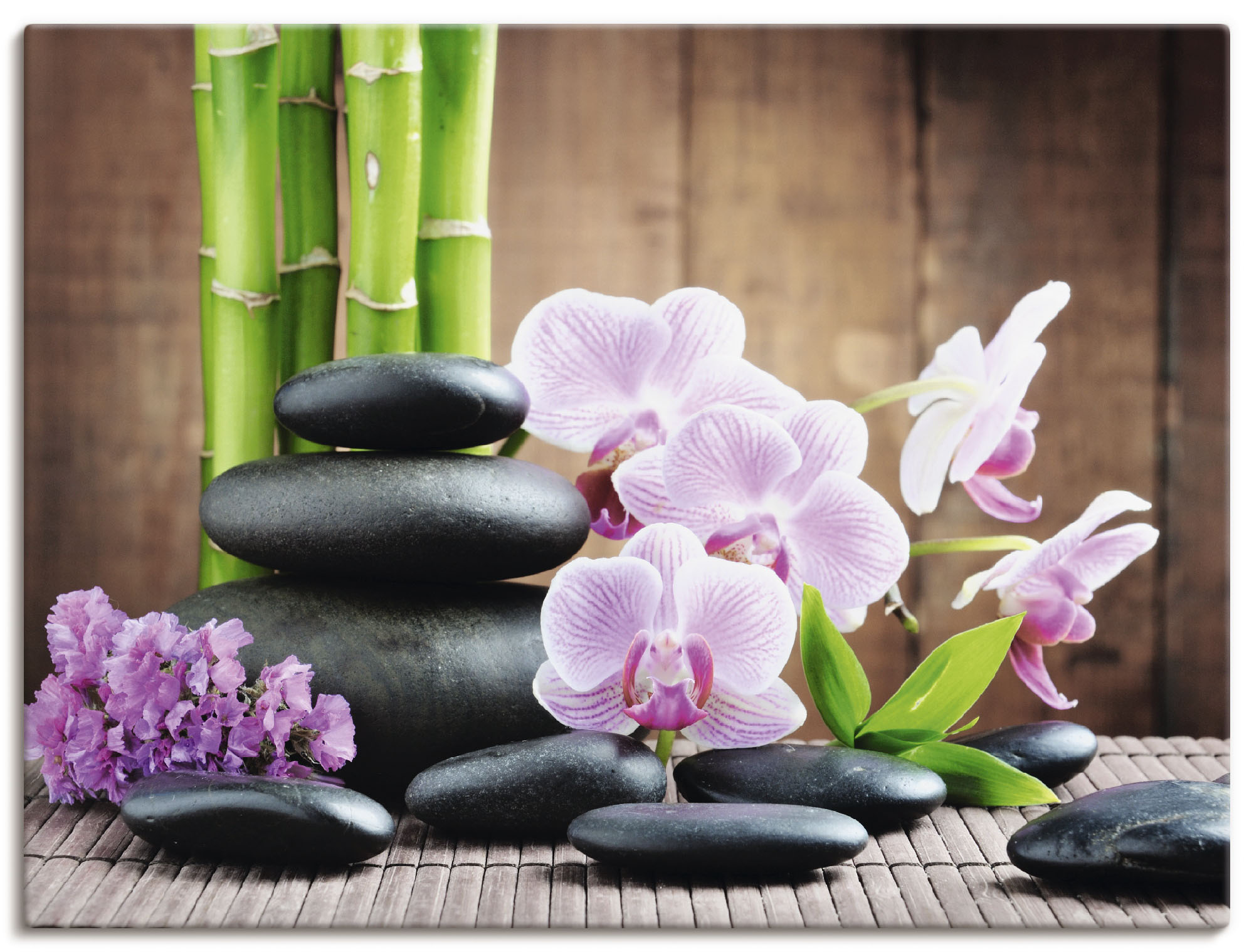 Wandbild ARTLAND "Spa Konzept Zen Steinen Orchideen", pink (farbe bild(er): pink), B:40cm H:30cm, Bilder, als Leinwandbild, Poster, Wandaufkleber in verschied. Größen