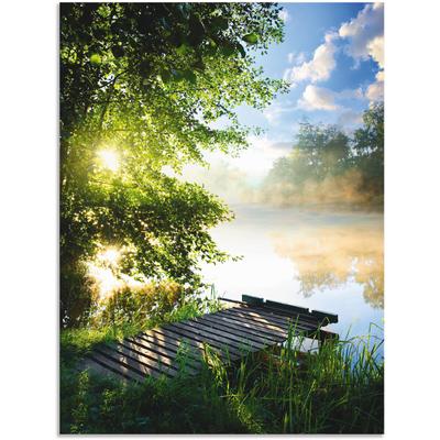 Wandbild ARTLAND "Angelsteg am Morgen", grün (farbe bild(er): grün), B:90cm H:120cm, Bilder, als Alubild, Outdoorbild, Leinwandbild, Poster, Wandaufkleber Image