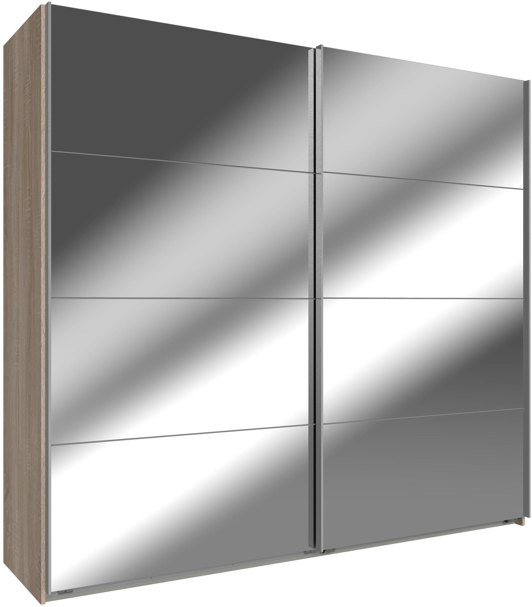 Schwebetürenschrank WIMEX "Easy", braun (struktureichefarben hell, spiegel), B:180cm H:210cm T:65cm, Schränke, mit Vollspiegel
