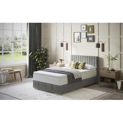 Boxbett INOSIGN "Thor mit Bettkasten, inkl. Matratze, Topseller", grau (aqua clean pascha 612 melange), B:126cm L:208cm, Polyester, Baumwolle, Komplettbetten, Boxspringbett, Topper und Zierkissen, in verschiedenen Härtegraden verfügbar Image