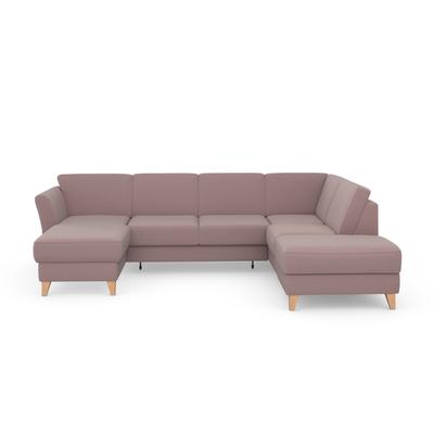 Wohnlandschaft SIT & MORE "Visby U-Form", rosa (altrosa), B:303cm H:87cm T:213cm, Sofas, wahlweise mit Bettfunktion und Stauraum, frei im Raum stellbar Image