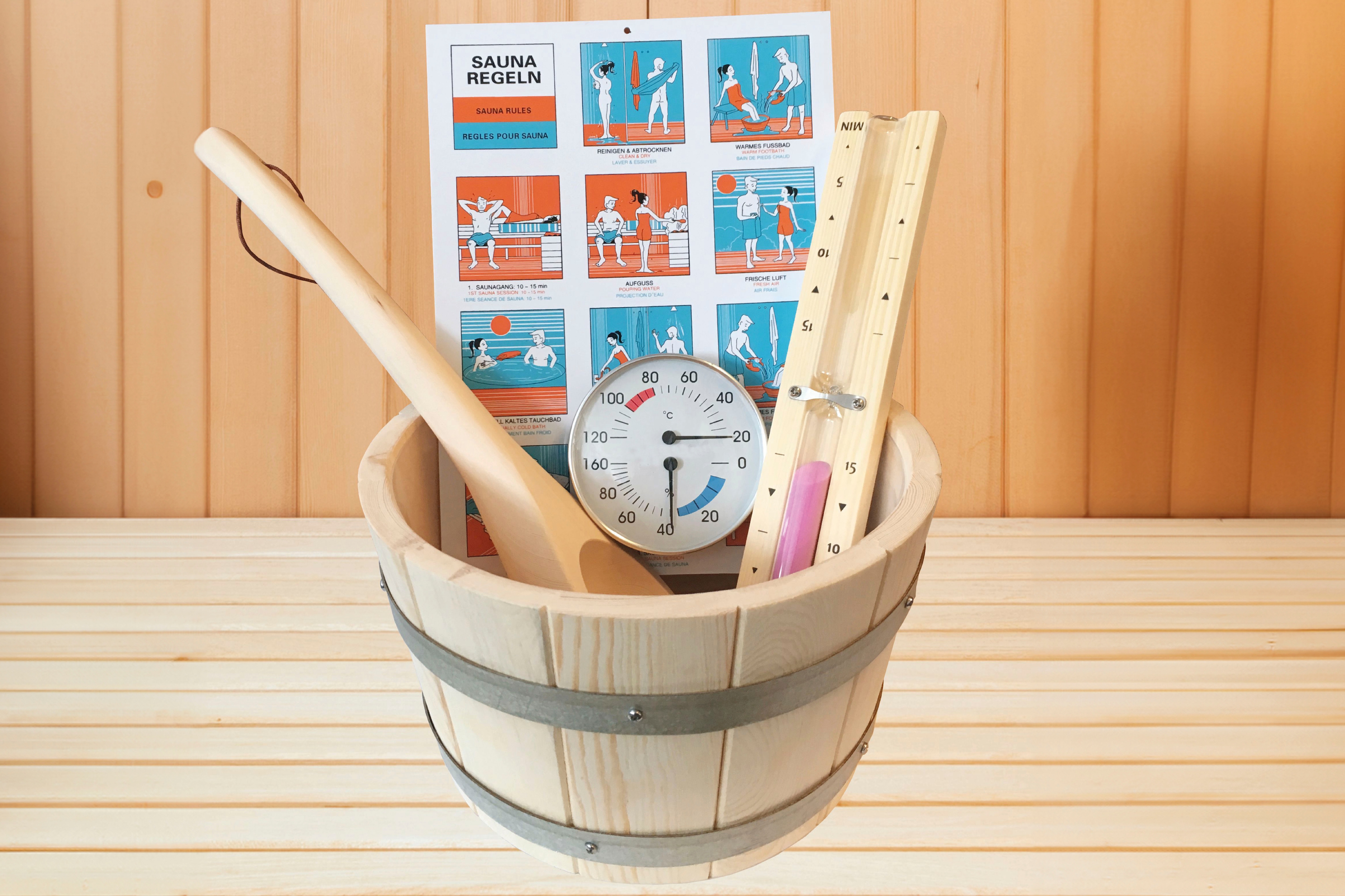 Sauna-Aufgussset KARIBU "Zubehörset CLASSIC", beige (natur), Aufguss-Sets, inkl. 2 Kopfstützen Image