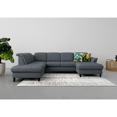 Wohnlandschaft SIT & MORE "Maggiore U-Form", grau (dunkelgrau), B:312cm T:224cm, 98% Polyester, 2% Polyamid, Sofas, wahlweise mit Kopfteilverstellung, Bettfunktion und Stauraum Image