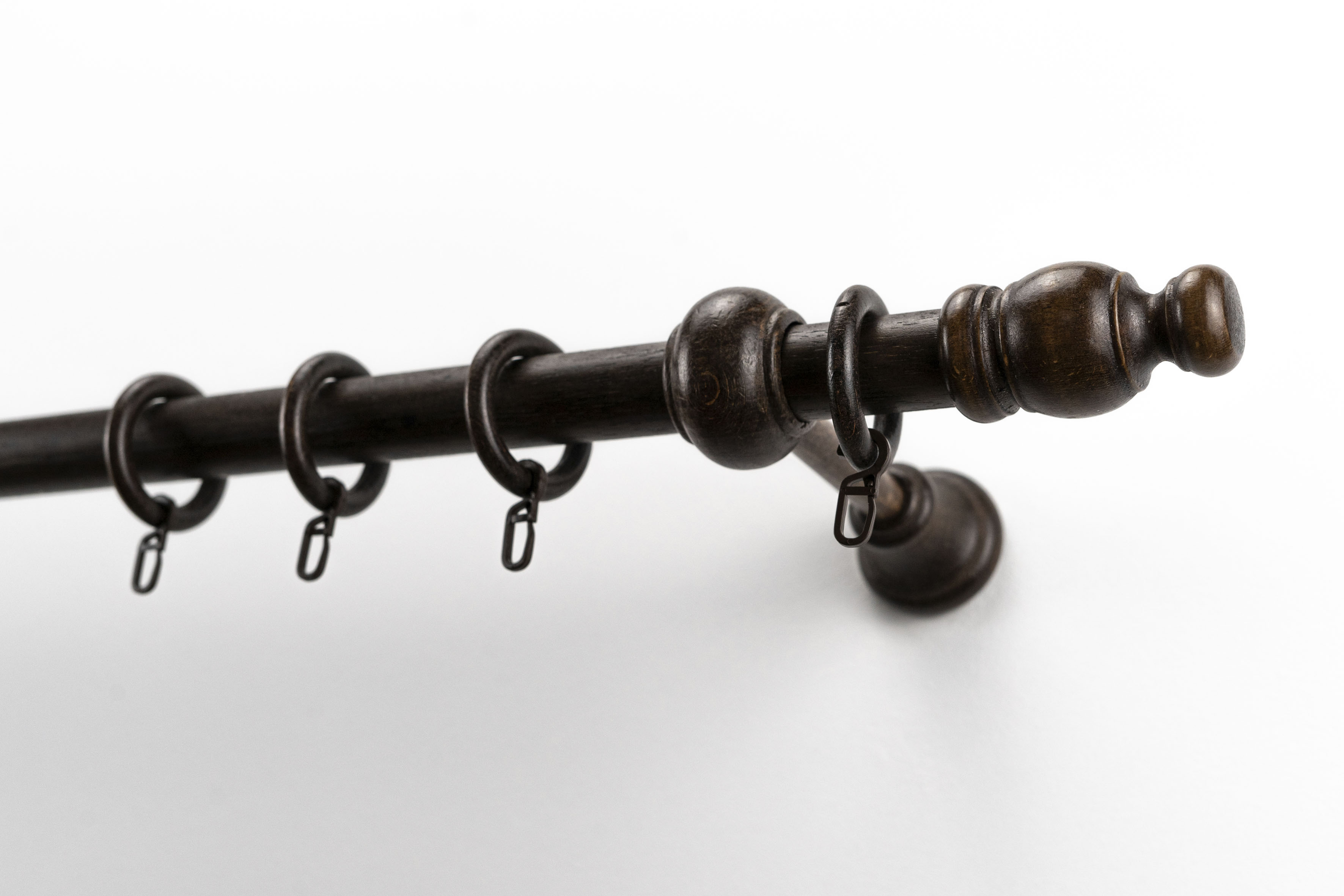 Gardinenstange GARESA "NOVA", braun (nussbaum), L:200cm Ø:28mm, Holzwerkstoff, Gardinenstangen, Vorhanggarnitur Holz, verlängerbar, Wandmont.,mit Ringe/2 Lauf Gleiter Image