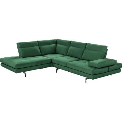 Ecksofa CALIA ITALIA "Toby Wing, L-Form, Designsofa mit sensationellem Sitzkomfort", grün (verde mario), B:288cm H:90cm T:232cm, Mikrofaser mit Nubuk Optik (100% Polyester), Sofas, Sitztiefenverstellung, funktionale Ecke, Füße in schwarz matt Image