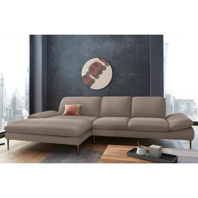Ecksofa W.SCHILLIG "enjoy&MORE, Designsofa, bequem, elegant und zeitlos, L-Form", braun (stone z59), B:340cm H:87cm T:185cm, Chenille-Flachgewebe R66 (85% Polyester, 15% Nylon), Longlife Xtra-Leder Z59: Glattleder mit modischer Prägung. Hautstärke... Image