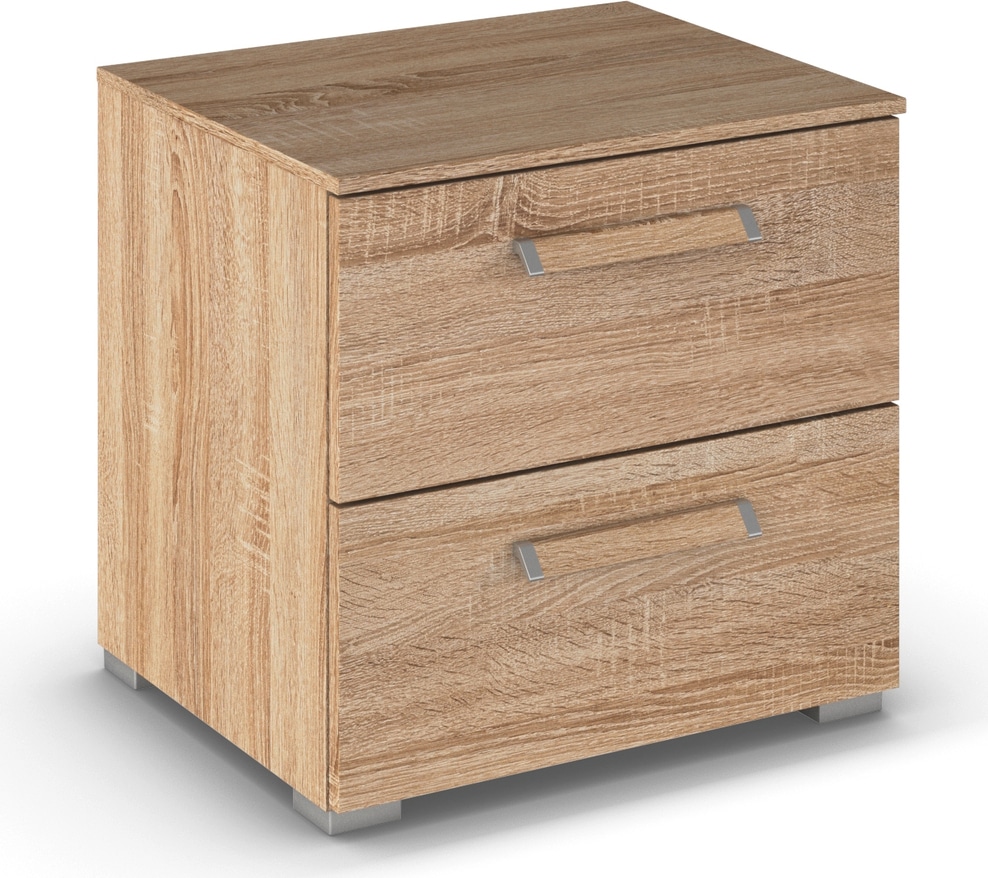 Nachtkommode RAUCH "Nachttisch Nachtkonsole Kommode EVELYN", braun (eiche sonoma), B:50cm H:49cm T:42cm, Holzwerkstoff, Sideboards, in elegantem Stil mit 2 Schubladen, viel Stauraum MADE IN GERMANY Image