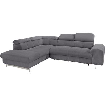 Ecksofa COTTA "Chef L-Form", grau (stone), B:262cm H:72cm T:206cm, Chenille (90% Polyester, 10% Polyamid), Struktur (100% Polyester), Sofas, mit Kopfteilverstellung, wahlweise mit Bettfunktion & Bettkasten Image