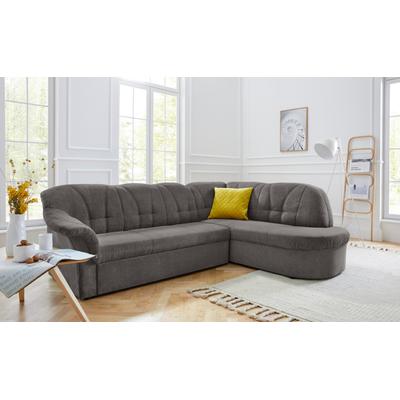 Ecksofa DOMO COLLECTION "Pegnitz, elegante Rückensteppung, zeitlose Formensprache, L-Form", grau (stone), B:246cm H:82cm T:180cm, 95% Polyester, 5% Nylon, Sofas, wahlweise mit Bettfunktion Image