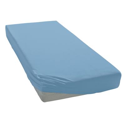 Spannbettlaken ELEGANTE "Mako-Jersey", blau, B:90-100cm L:200-220cm, Mako-Jersey, Obermaterial: 97% Baumwolle, 3% Elasthan, Laken, in hochwertiger Qualität mit Elasthan-Anteil Image
